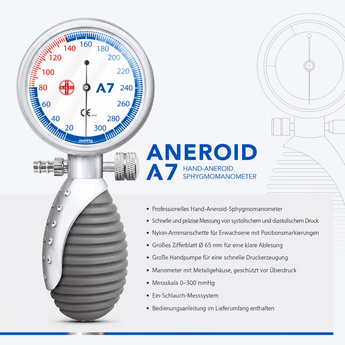 AIESI Aneroid A7 Blutdruckmessgerät mit Stethoskop