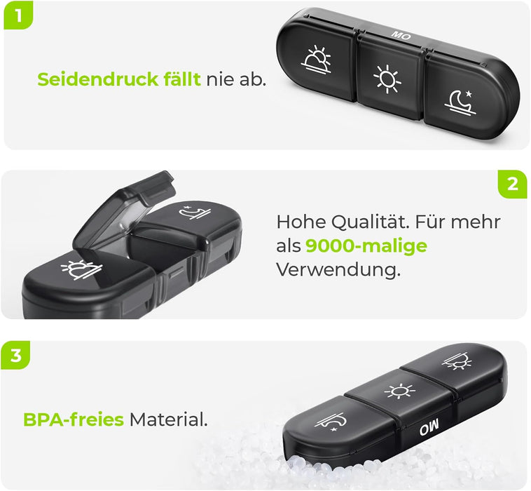 AUVON Wochen-Tablettenbox im grauen Reißverschlussetui