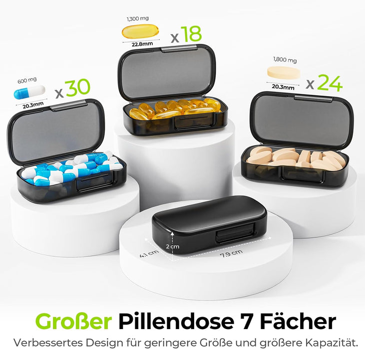 AUVON Wochen-Tablettenbox mit sieben großen herausnehmbaren Fächern