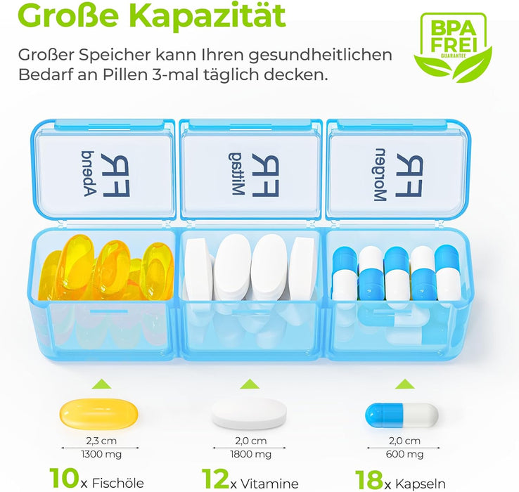 AUVON große Wochen-Tablettenbox mit drei Fächern je Tag