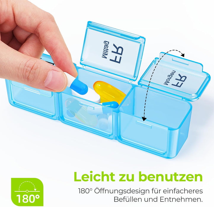AUVON große Wochen-Tablettenbox mit drei Fächern je Tag