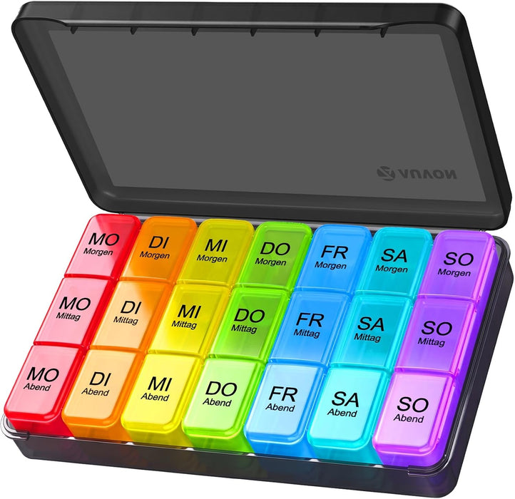 AUVON große Wochen-Tablettenbox mit drei Fächern je Tag