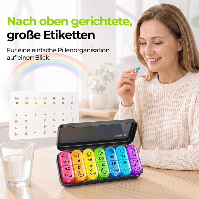 AUVON große Wochen-Tablettenbox mit oben lesbarer Beschriftung