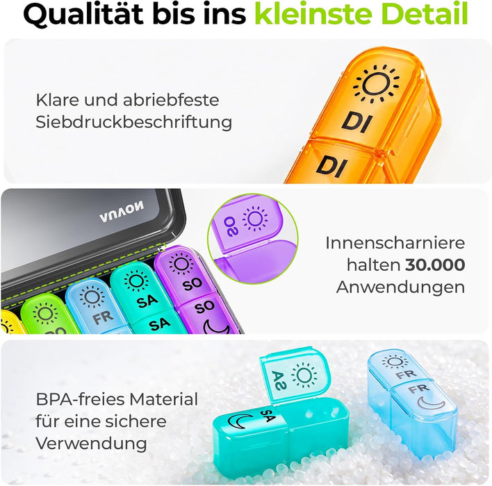 AUVON große Wochen-Tablettenbox mit oben lesbarer Beschriftung