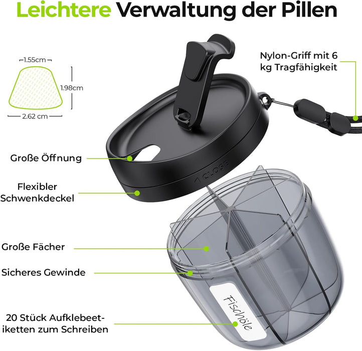 AUVON großer runder Tablettenorganizer mit sieben Fächern