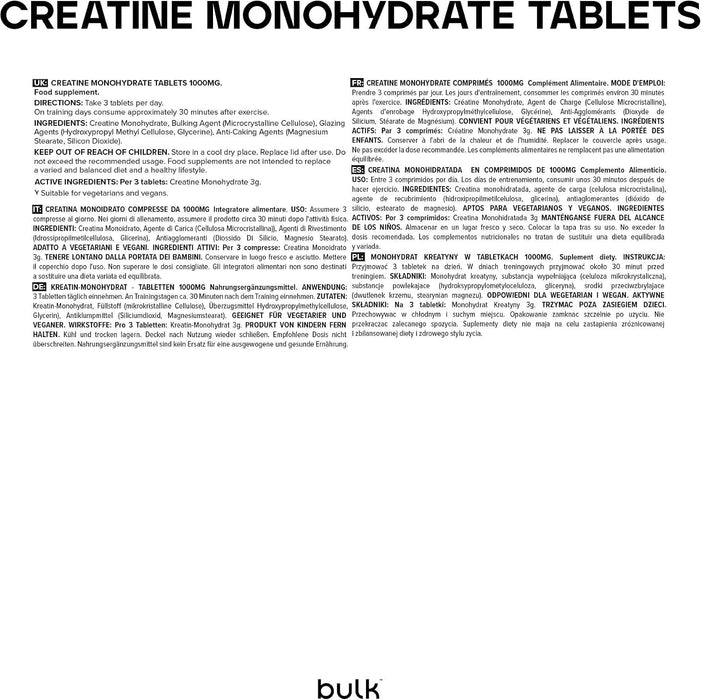 Bulk Kreatin-Monohydrat 1000 mg