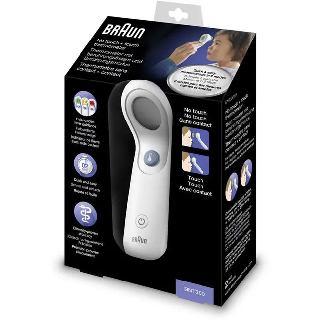 Braun Berührungsfreies + Stirnthermometer (Positionierungshilfe, Farbkodiertes Display, Schnell)