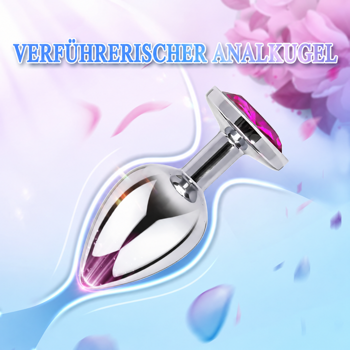 Cacuola Edelstahl-Analplug mit Schmuckstein 7 cm