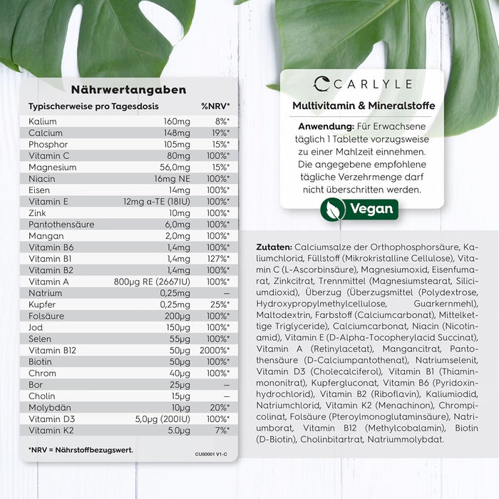 Carlyle Multivitamin mit 28 Nährstoffen