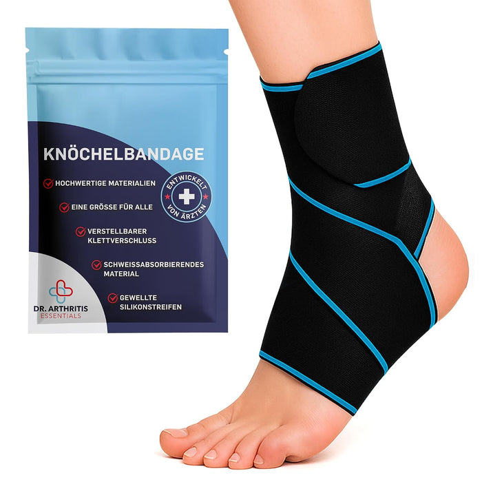 Dr. Arthritis Essentials Sprunggelenk-Wickelbandage, schwarz/blau