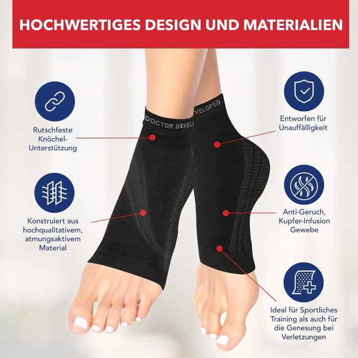 Dr. Arthritis Kupfer-Sprunggelenkbandagen, M, schwarz