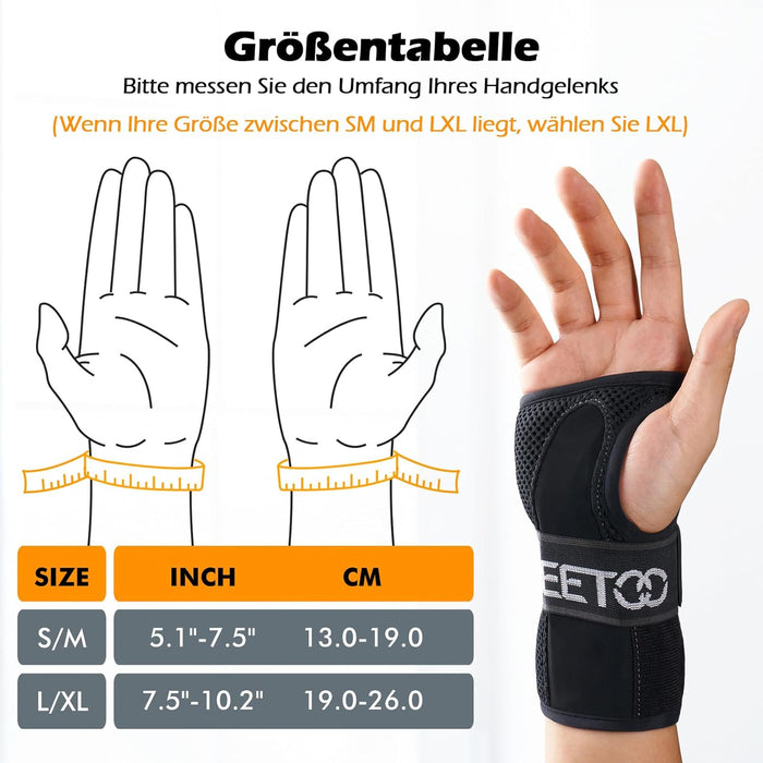 FREETOO HP-23 Handgelenkstütze mit drei Metallschienen rechts S/M