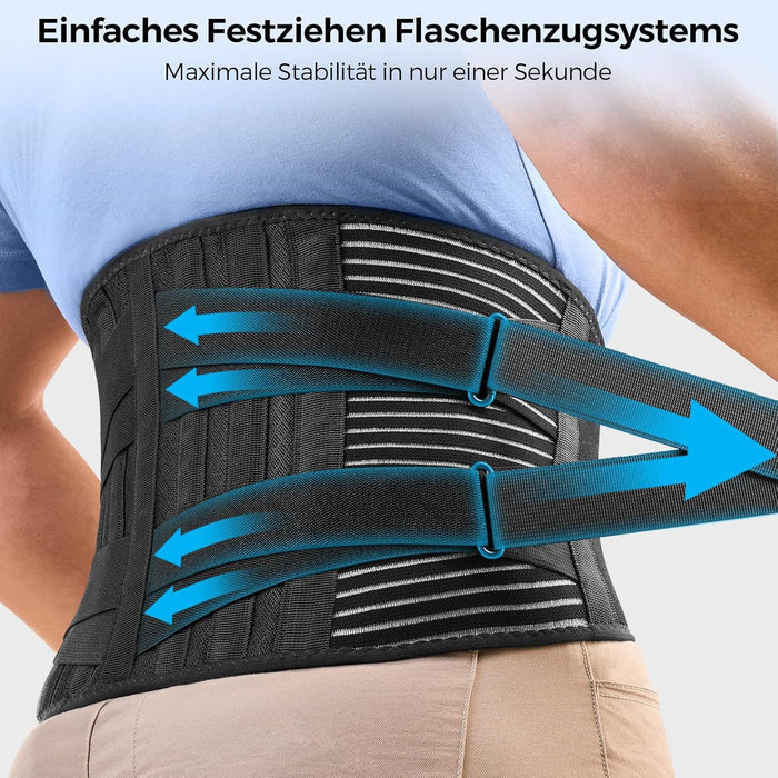 FREETOO Rückenstützgürtel mit sechs Stützen M schwarz