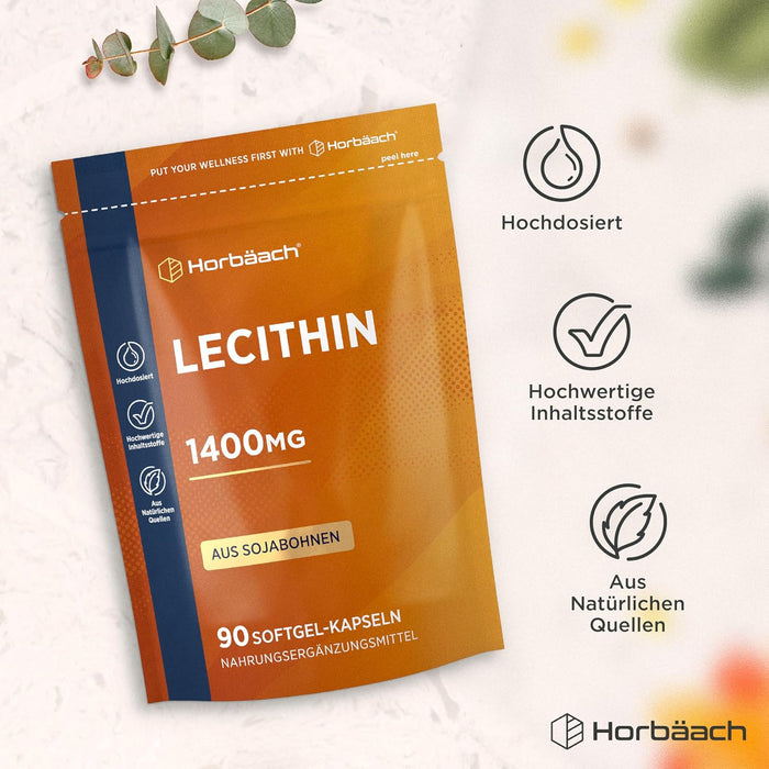 Horbäach Sojalecithin mit Vitamin E, 90 Weichkapseln