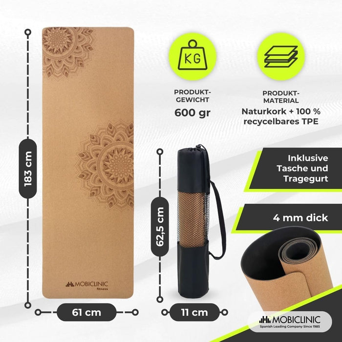 Mobiclinic EY02 Kork-Yogamatte 183 x 61 x 0,4 cm