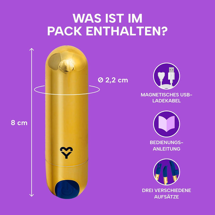 MySecretCase Mini-Vibrator mit drei Wechselaufsätzen