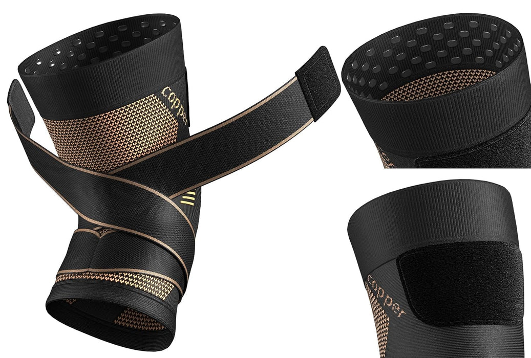 NEENCA Kniebandage mit Kupferfasern und Halteriemen, L