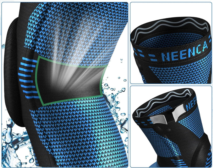 NEENCA Kniebandage mit Patellapolster und Federstabilisatoren, Blau, L