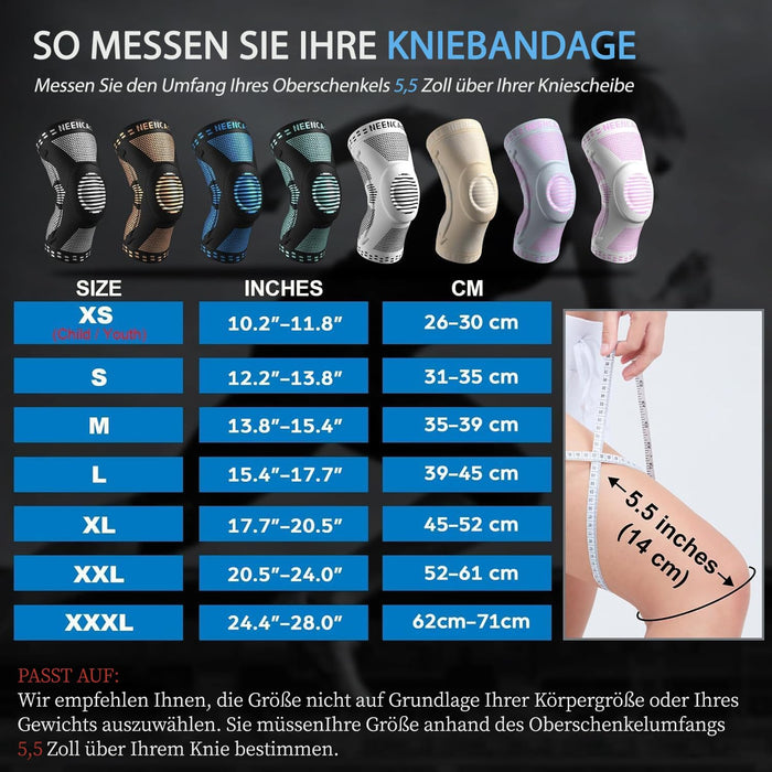 NEENCA Kniebandage mit Patellapolster und Federstabilisatoren, Blau, L