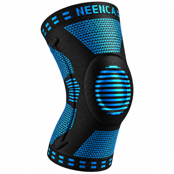 NEENCA Kniebandage mit Patellapolster und Federstabilisatoren, Blau, L