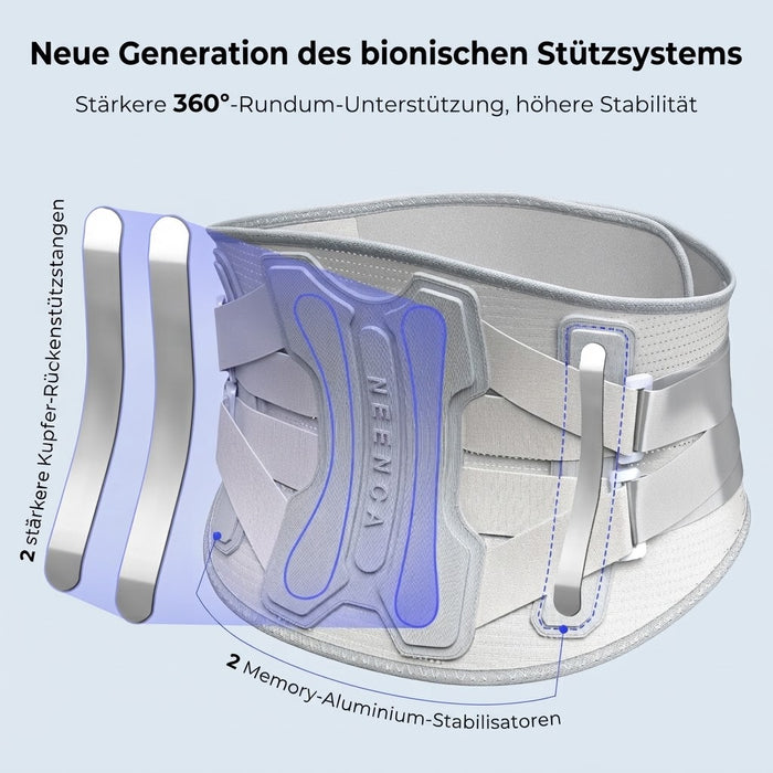 NEENCA Rückenstützgürtel mit Lendenpolster, Grau, M