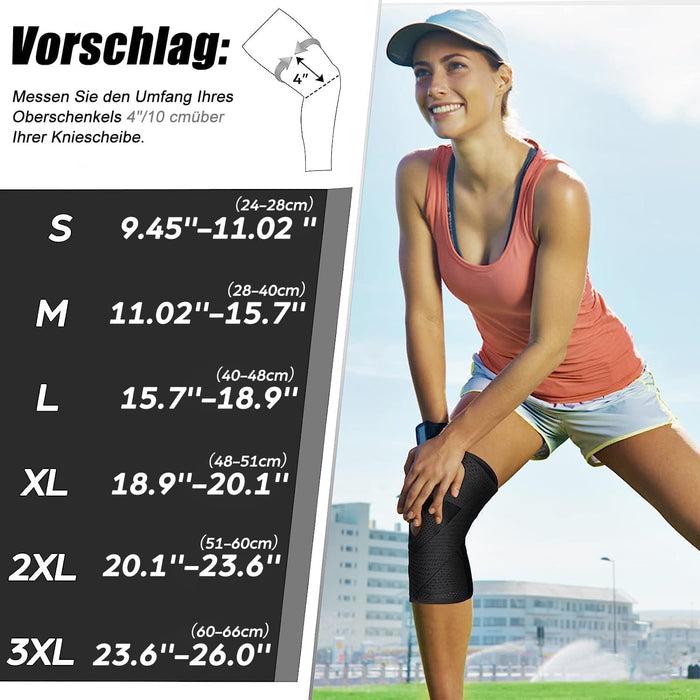 NEENCA verstellbare Kniebandage aus Luftgitterstoff, Schwarz, XL