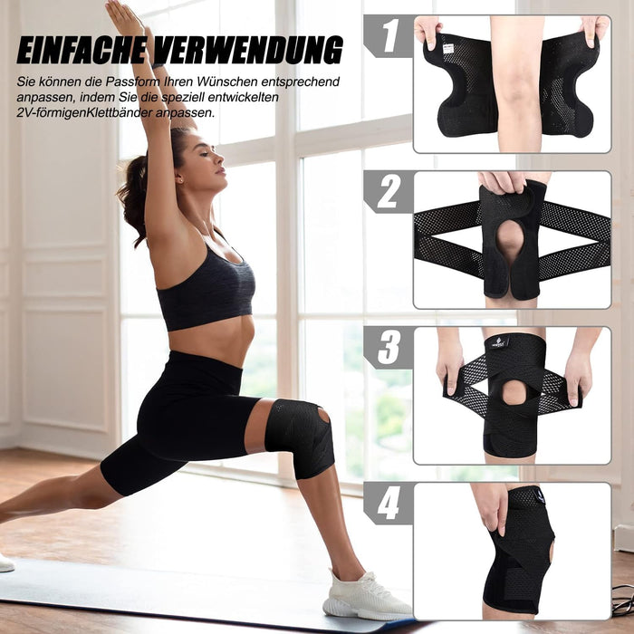 NEENCA verstellbare Kniebandage aus Luftgitterstoff, Schwarz, XL
