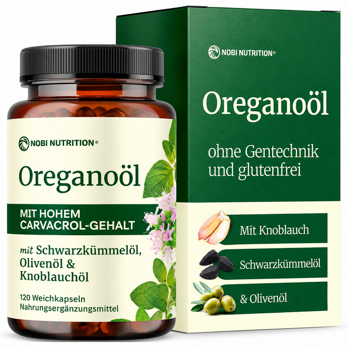 Nobi Nutrition Oreganoöl mit Schwarzkümmelöl und Knoblauchextrakt
