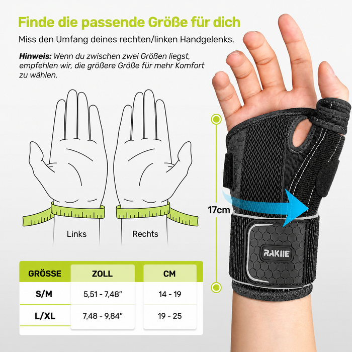 Rakiie kombinierte Handgelenk- und Daumenbandage links S/M grau