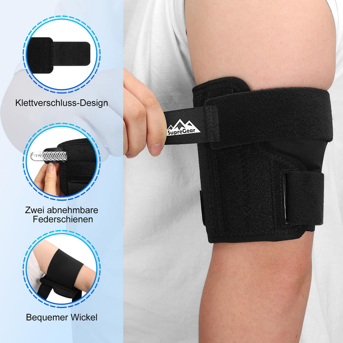 SupreGear Oberarmbandage mit Federschienen, S, schwarz