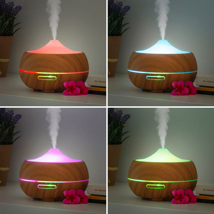 LED Luftbefeuchter mit Wooden Effect Duftzerstäuber -Diffuser