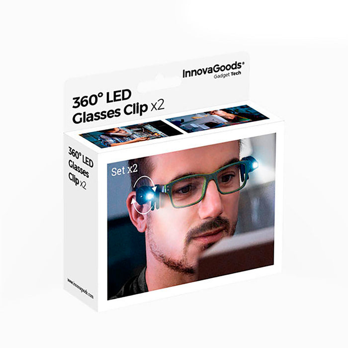InnovaGoods 360º LED Leselicht für die Brille (2er Pack)
