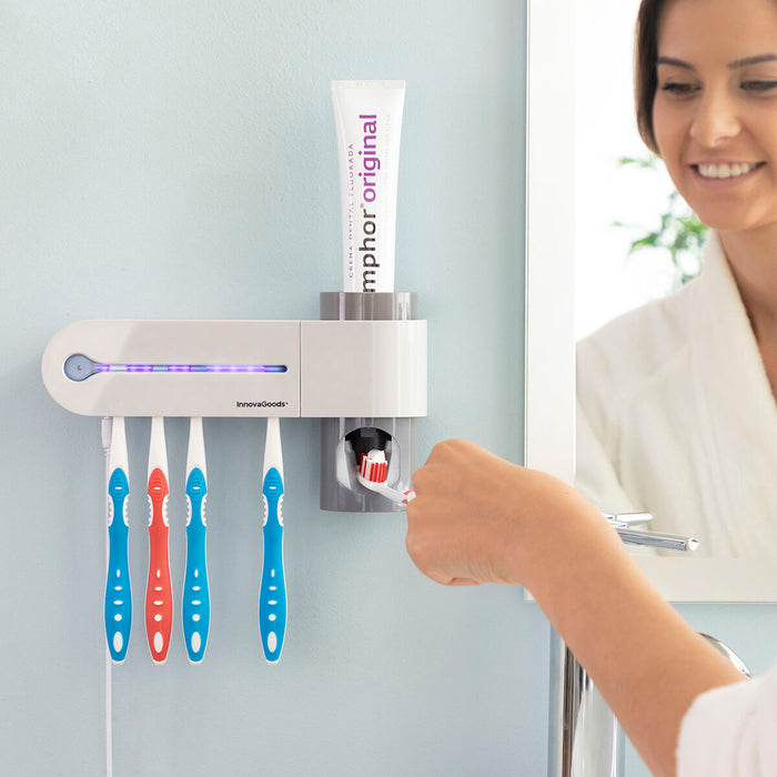 UV-Zahnbürsten-Sterilisator mit Zahnpastahalter und Spender