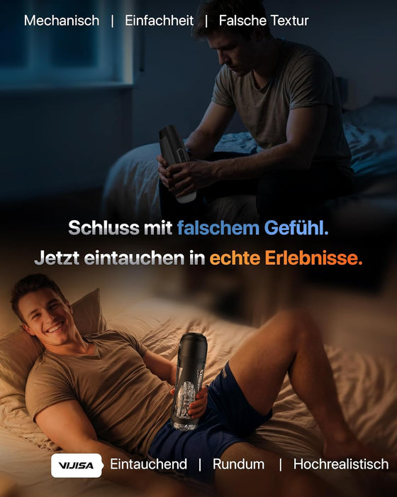 VIJISA transparenter Masturbator mit sieben Saug- und Vibrationsmodi