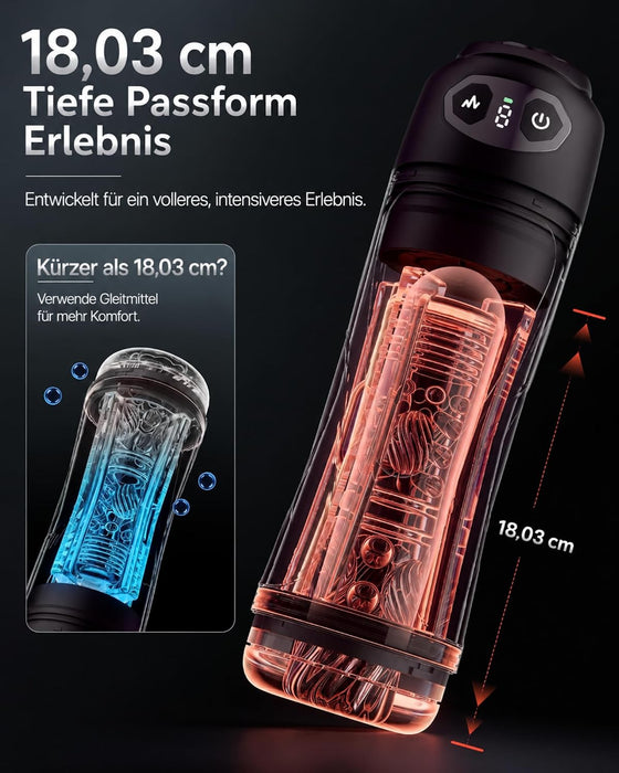 VIJISA transparenter Masturbator mit sieben Saug- und Vibrationsmodi