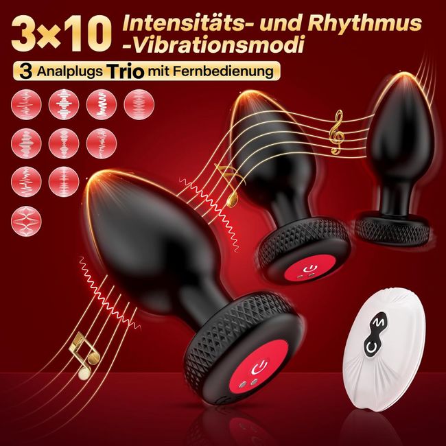 Tagnaff 4 Teiliges Analplug Set mit Vibrationen