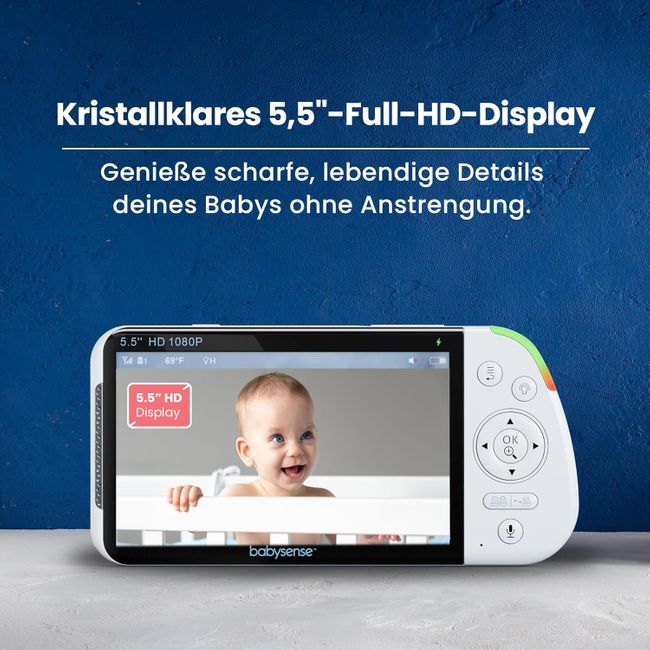 Babysense Full HD Split-Screen Babyphone mit 1 Kamera