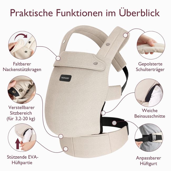 Momcozy Baby Trage - Leichte & Atmungsaktive Khaki