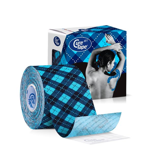 CureTape Kinesiotapes Kinesiologie Tape Tartan Blau