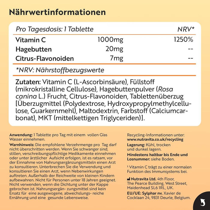 Nutravita Vitamin C 1.000 mg mit Hagebutte