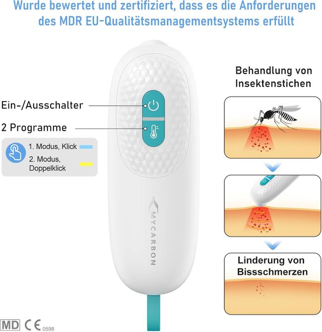 MYCARBON Insektenstichheiler, klein und handlich Mückenstich Hitzestift