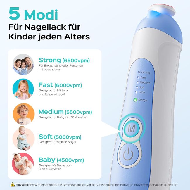 COSLUS  Elektrische Nagelfeile Baby Wiederaufladbar