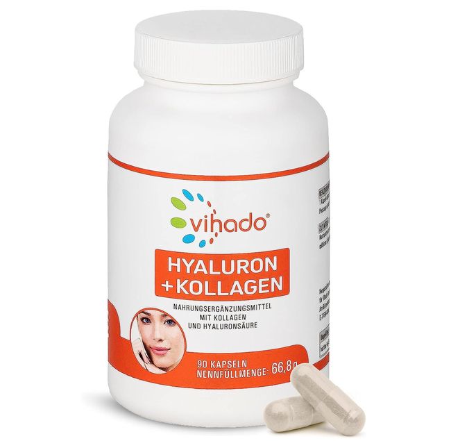 Vihado Hyaluronsäure Kapseln hochdosiert – Hyaluron + Kollagen-Hydrolysat