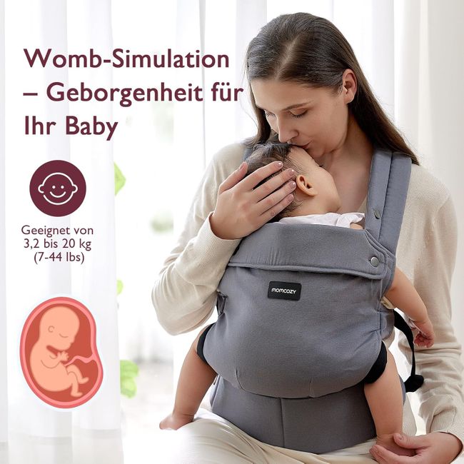 Momcozy Baby Trage - Leichte & Atmungsaktive Grau