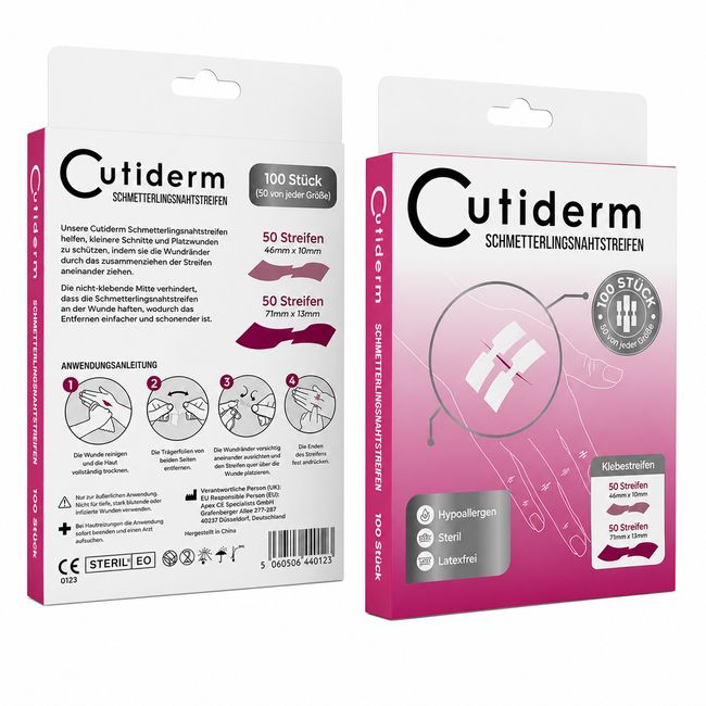Cutiderm Wundnahtstreifen-Strips Klammerpflaster