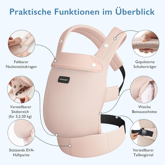 Momcozy Baby Trage - Leichte & Atmungsaktive Rosa