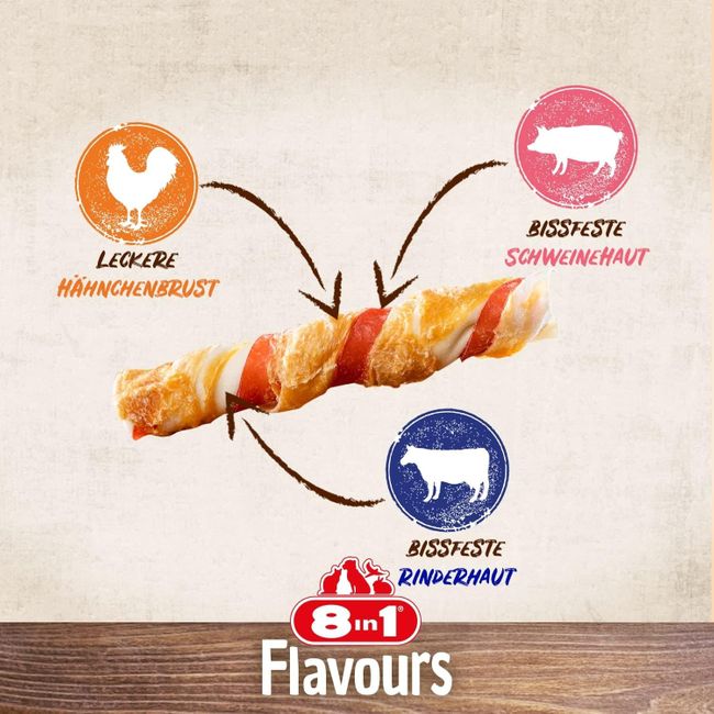 8in1 Triple Flavour Rolls Kaustangen für Hunde