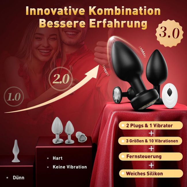 Tagnaff Analplugs Set, Analplug für Frauen Männer mit Vibration AI-Steuerung