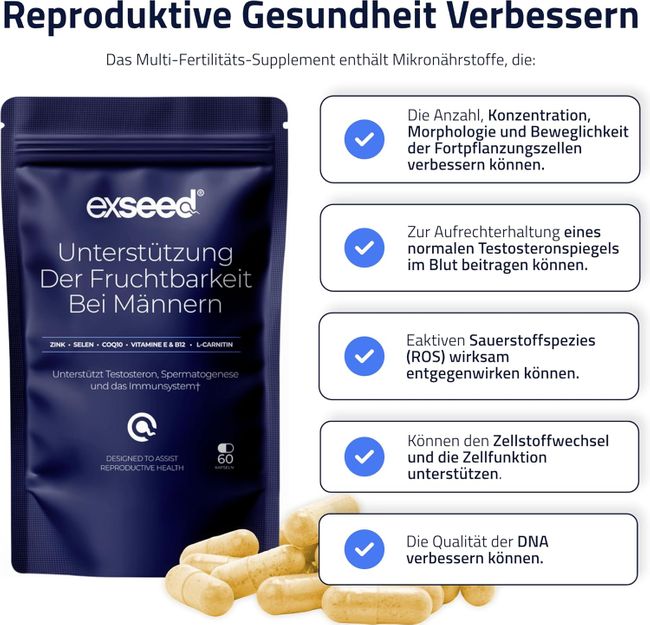 ExSeed  Fruchtbarkeits-Multivitaminpräparat für Männer