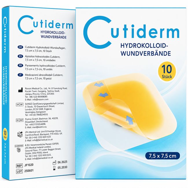 Cutiderm Hydrokolloid Wundauflagen steril 7.5cm x 7.5cm